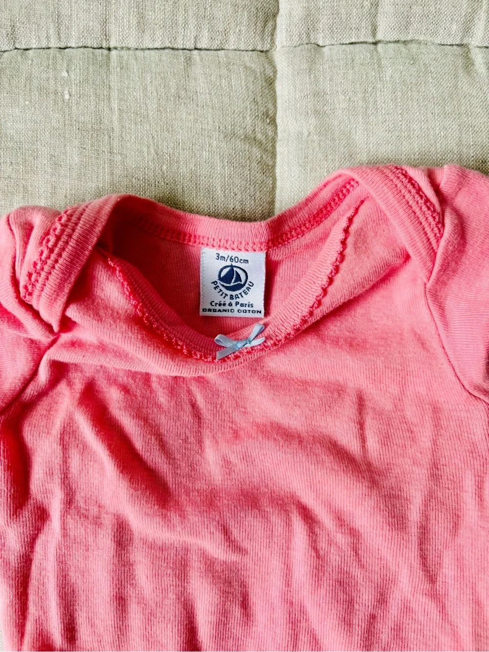 Petit Bateau Pink and Light Pink Short-Sleeve Baby Bodysuits, 0-3m